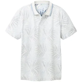 Tom Tailor Herren Poloshirt INSIDE OUT Regular Fit Blau Tonal Leaf Design 31838 S