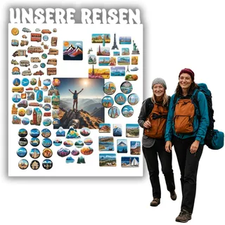Anwicar Magnettafel Unsere Reisen Weiß 80x100 cm