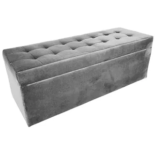 mg design Polsterhocker, 45x120 cm, Farbe Silber – weicher Sitz, aufklappbar mit Stauraum (143l) hält Einer Belastung von bis zu 100 kg Stand, Velours – Hocker für Wohnzimmer, Schlafzimmer, Diele