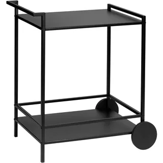 Schöner Wohnen Servierwagen "JAMIE", schwarz, B:65cm H:77cm T:43cm, Eisen, Kunststoff, SCHÖNER WOHNEN-KOLLEKTION, Rollwagen, Servierwagen, Barwagen mit zwei Ablageflächen