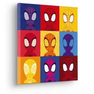 Komar Keilrahmenbild im Echtholzrahmen - Spidey Symmetry - Größe 30 x 30 cm - Bild, Leinwandbild, Marvel, Kinderzimmer, bunt
