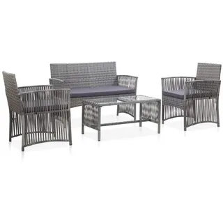 furnicato Gartenlounge-Set 4-teiliges Garten-Lounge-Set Anthrazit 80 x 45 x 40 cm, (1-tlg), Wetterfeste Sitzgruppe mit gepolsterten Kissen und Stahlrahmen schwarz