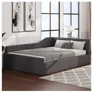 REDOM Daybett Schlafsofa,Tagesbett,Funktionsbett (mit Stauraum – Modernes Design aus Leinen mit Rückenlehne & Armlehnen) grau