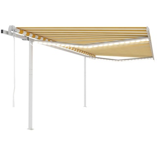 UV-Schutz Markise CLORIS - Balkon Automatische Markise mit LED & Windsensor 4x3 m Gelb und Weiß