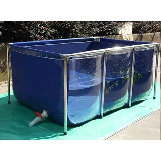 Fischteich aus PVC mit Stahlrahmen, großer rechteckiger oberirdischer Pool mit klarem Sichtfenster, faltbarer Wasserspeichertank