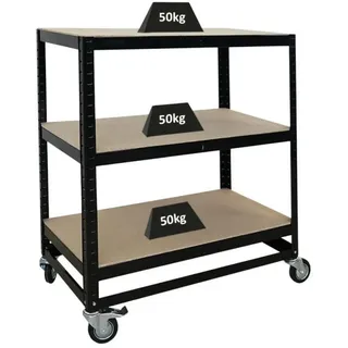 Proregal Kommissionierwagen Metall 100x90x50 cm schwarz fahrbar