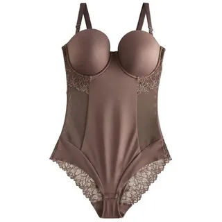 Next Miederbody Stark figurformender Spitzenbody wattiert, DD+ (1-tlg) braun 90