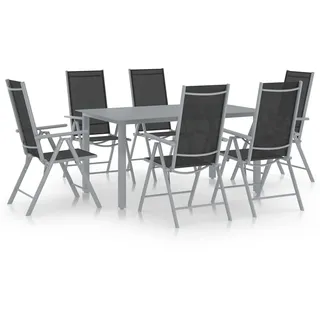 Festnight Gartenmöbel Set 6 Personen Verstellbar Gartenmöbel Set 6 Stühle mit Tisch Terrassenmöbel Sitzgruppe Outdoor Gartentisch mit Stühlen Set Aluminium Garten Essgruppe mit Hochlehner