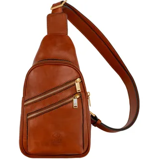 Time Resistance Brusttasche Leder Herren - Stylische Umhängetasche - Rücken & Brust - 100% Leder - Italienische Handwerkstradition - M