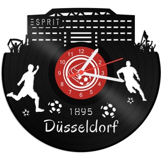 GRAVURZEILE Schallplattenuhr Düsseldorf - 100% Vereinsliebe - Upcycling Design Wanduhr aus Vinyl Made in Germany