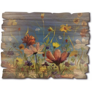 Artland Holzbild Wildblumenwiese blauer Himmel, Pflanzen- & Blumenbilder, (1 St.) B/H/T: 40 cm x 30 0,6 bunt Bilder Wohnaccessoires