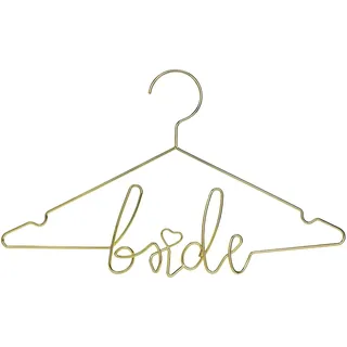 PartyDeco Kleiderbügel Metall 45x27cm Bride Metallbügel für Braut Metallkleiderbügel Hochzeitskleid Kleid Kleidung Wäschebügel Hochzeitszubehör Hochzeit Gold