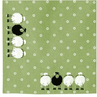 heimtexland Tischdecke Gobelin Tischdeko Osterdeko Tischset Deko Kissen (Stück 1-tlg, 1), Mitteldecke 85x85 I Deko Applikation I Leinen-Optik I grau grün quadratisch | 85 cm x 85 cm