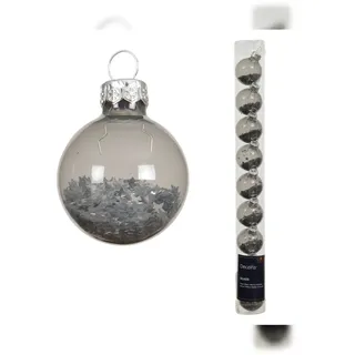 Christmas Decorations 9 Weihnachtskugeln Glas mit Sternen gefüllt 3cm kleine Christbaumkugeln Weihnachtsbaumkugeln Christbaumschmuck Weihnachtsbaumschmuck Zart Grau