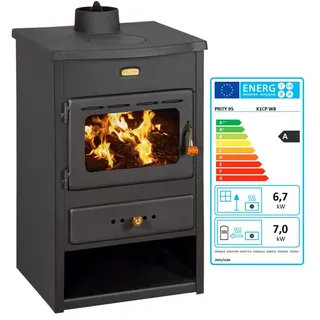 EEK A - Wasserführender Kaminofen aus Gusseisen Top Prity K1 CP W8 - 6.1 + 8 Kw