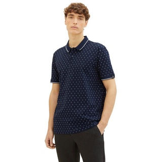TOM TAILOR Denim Poloshirt mit Minimal-Print und aus reiner Baumwolle blau