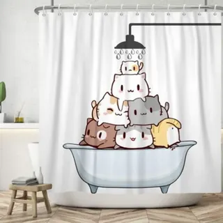 Duschvorhang Mit Katzenmotiv, Cartoon-katze In Der Badewanne, Wasserdichter Duschvorhang, Lustiges Tiermotiv, Waschbarer Duschvorhang