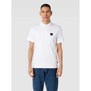 Poloshirt mit Label-Details Modell 'Parlay', Weiss, L