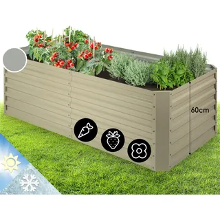 Blumfeldt Hochbeet Blumenkasten Garten Pflanzkasten Gemüsebeet Stahl 1,8 m Beige