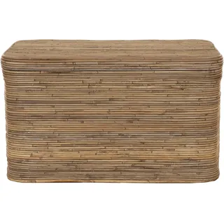 Korb-Outlet Rattan Wäschekorb/Wäschetruhe mit stabilem Deckel/Wäschesammler, Flur-Bank im Landhaus Stil/Bad-Hocker Sitzhocker Truhe (Rechteckig Natur Grau)