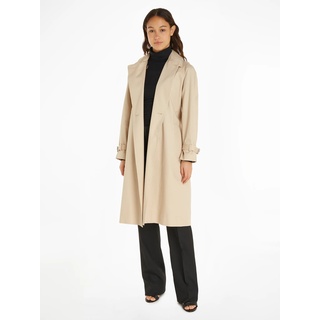 Outdoorjacke CALVIN KLEIN "ESSENTIAL TRENCH COAT" Gr. 36, weiß (white, clay) Damen Jacken Lange mit Gürtel