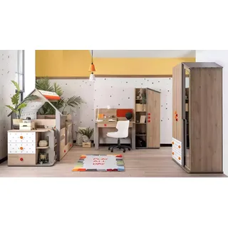Xlmoebel Babyzimmer-Komplettset Bettgestell aus Holz in Braun mit Stauraum für Kinderzimmer, (5-tlg., Bett/Kleiderschrank/Kommode/Schreibtisch/Regal/Bücherregal), Hergestellt in Europa braun