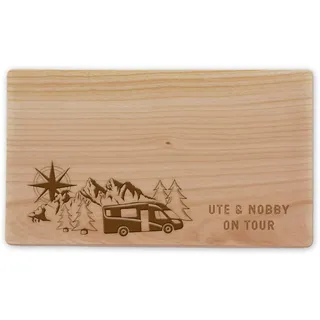 Personalisiertes Frühstücksbrettchen Wohnmobil aus nachhaltigem Ahornholz – Schneidebrettchen 26x15x1,5 cm - Camping Zubehör und Geschenkidee für Camper!