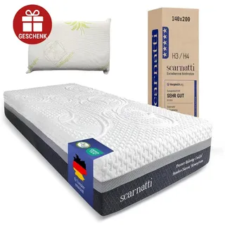 Gelschaummatratze ScarnattiTM Gel Memory Foam Matratze - 7-Zonen Druckentlastung, scarnatti, 27 cm hoch, Bambus Aktivkohle Visco Kaltschaum Thermoregulation 27cm hoch 90 cm x 200 cm x 27 cm