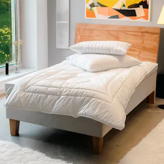 John Cotton Magicline Bettdecke, 155x220 cm, | Premium 4-Jahreszeiten decke mit 100% Baumwolle. Bezug: - weiß,