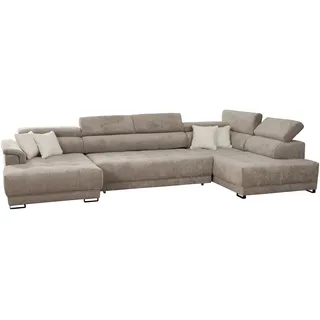 Wohnlandschaft taupe ausziehbar - Sitztiefenverstellung - BENEVENTO