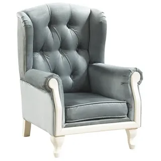 JVmoebel Ohrensessel Echter Leder Chesterfield Sessel in Blau mit weißen Holzfüßen (Packung, 1-St., Chesterfield Sessel), Made in Europa blau