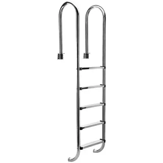 MuCoLa Poolleiter Edelstahl 5-stufig weiß 206,5 cm