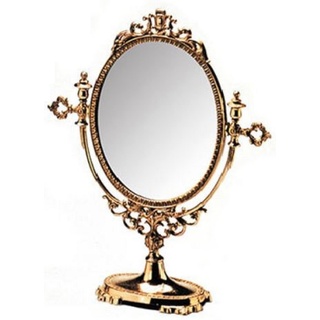Casa Padrino Luxus Barock Messing Schminkspiegel Gold 20 x H. 40 cm - Tischspiegel - Kosmetikspiegel - Barock Deko Accessoires