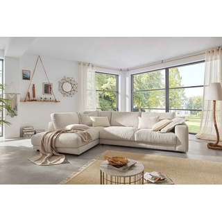 KAWOLA Ecksofa MADELINE, Sofa Cord, Recamiere rechts od. links, versch. Farben weiß