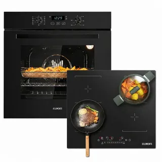 KB Elements Induktions Herd-Set Kratzfestes Induktion 60 cm mit Einbaubackofen 60 cm, Air Fry, Steam Clean, 2 Flexzonen & AntiScratch-Oberfläche schwarz