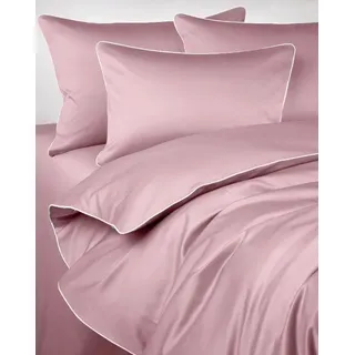 SAN ANTONIO Flamingo rosa Satin Bettwäsche mit weißer Paspel 180x200 MARO HOME