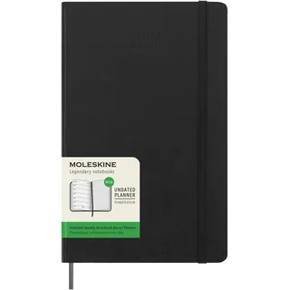 MOLESKINE GERMANY Moleskine Undatierter Wochen Notizkalender, Large/A5, 1 Wo = 1 Seite, Rechts Linierte Seite, Fester Einband, Schwarz