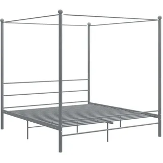 vidaXL Himmelbett Metallbett Bett Doppelbett Bettrahmen Bettgestell Lattenrost Schlafzimmermöbel Schlafzimmerbett Grau Metall 180x200cm