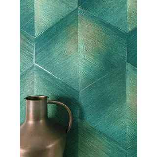 Newroom Vliestapete Talon Green Tapete Mustertapete 3D-Optik,Raute,Linien, Grün Tapete Modern 3D-Optik - Mustertapete Streifentapete Petrol Gold Grafisch Geometrisch Raute Linien für Wohnzimmer Schlafzimmer Küche, Streifentapete grün