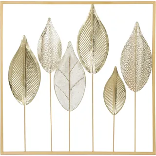 HOMCOM Wanddeko Luxuriöse Wandbild Metallbild Wandskulptur mit einzigartigem Blattdesign Wanddekoration Wohnzimmer-Kunst für Schlafzimmer   Aosom