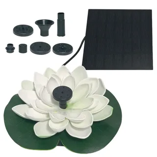 Solar Springbrunnen Lotus Brunnen, Teichpumpe mit 7 Düsen, Gartendeko Lotus Deko,Teichbrunnen Wasserpumpe für Garten,Terrassen,Pool (1.2W Weiss)