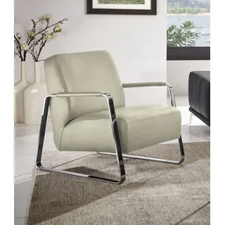 W.Schillig Cocktailsessel »quadroo Designsessel, Loungesessel«, mit bezogenen Armlehnen, Gestell in Chrom glänzend beige