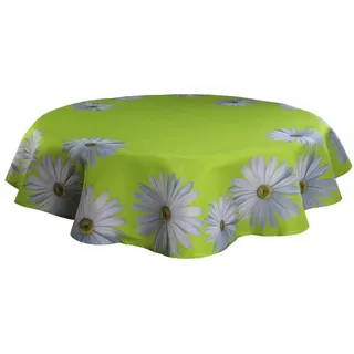 Haus und Deko Tischdecke Tischdecke 150 cm rund Frühling Gänseblümchen Margeriten Blumen Mittel (1-tlg) grün
