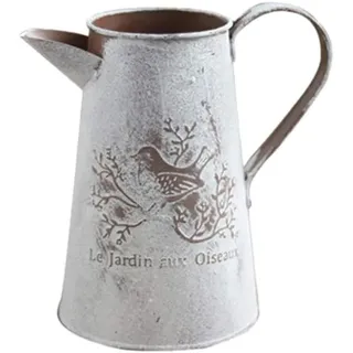Antike Französische Landhaus-kanne Aus Blech, Original Retro, Krug, Eimer, Topf, Vase, Gartendekoration