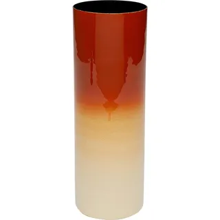 Kare-Design Vase Rici, Dunkelrot, Beige, Metall, zylindrisch, 10x30x10 cm, zum Stellen, Dekoration, Vasen, Metallvasen