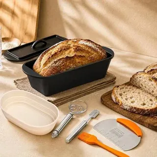 Gusseisen Brotbacktopf mit Deckel 3.2QT Schwarz
