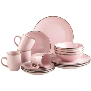 Mäser Metallic Rim Kombiservice 16-tlg. rosa