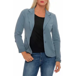 malito more than fashion Jackenblazer malito Damen Blazer klassisch, Sakko im Basic Look, Kurzjacke mit Sweat Blazer Jacke in Used Look Optik blau S