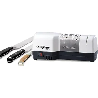 Chef's Choice Hybrid Diamond Hone Messer kombiniert elektrisches und manuelles Schärfen für gerade und gezackte 20-Grad-Messer, 3-stufig, weiß