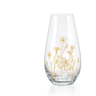 Crystalex Dekovase Vase Wild Flowers Kristallglas Schmetterling (Einzelteil, 1 St., 1 x Vase), Pantografie in Gold mit Schmetterling, Bohemia, 245 mm weiß